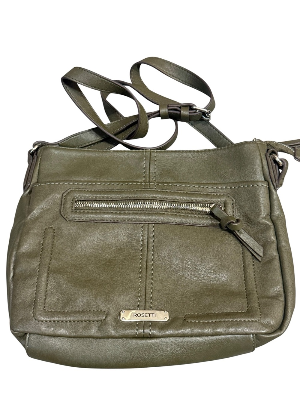 Rosetti Olive Crossbody Bag with Front Zip Pocket